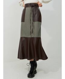 MERCURYDUO | ハイウエストフェイクレザードッキングスカート(スカート)