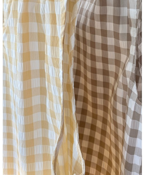 She's Closet（シーズクローゼット）の「ギンガムチェック2wayケープノーリーブロングワンピース（ワンピース・レディース・ブラック/ナチュラル/グレイッシュベージュ・FREE）」の5枚目の写真