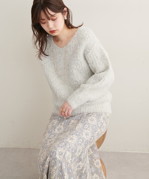 natural couture(ナチュラルクチュール)の「WEB限定カラーあり/ふわもこラメMIXニット(ニット/セーター・レディース・ライトグレー/ベージュ/ピンク/ブルー/ラベンダー・FREE)」の17枚目の写真