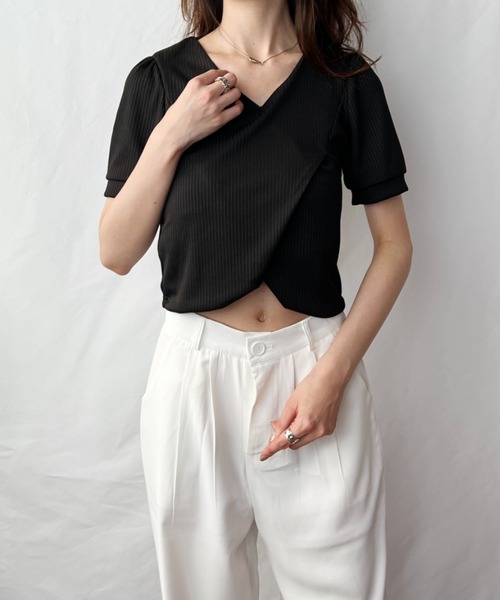 CLEA(クレア)の「リブクロスパフ袖トップス(Tシャツ/カットソー・レディース・ブラック/ピンク/ホワイト・FREE)」の11枚目の写真