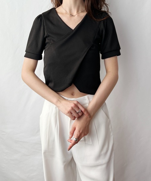 CLEA(クレア)の「リブクロスパフ袖トップス(Tシャツ/カットソー・レディース・ブラック/ピンク/ホワイト・FREE)」の12枚目の写真