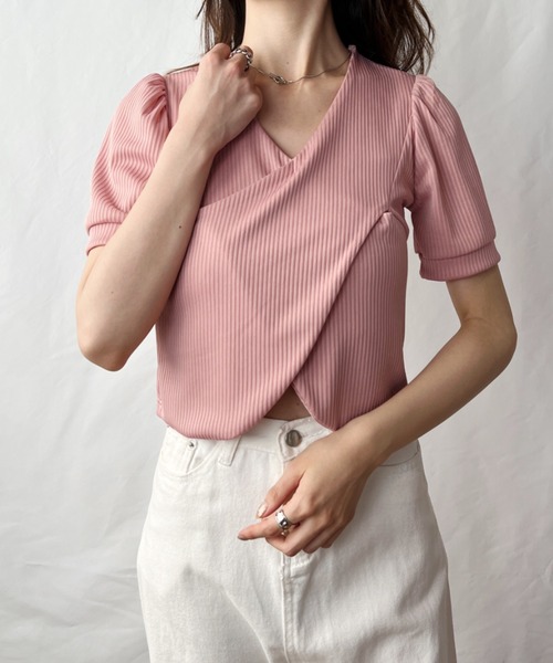 CLEA(クレア)の「リブクロスパフ袖トップス(Tシャツ/カットソー・レディース・ブラック/ピンク/ホワイト・FREE)」の17枚目の写真