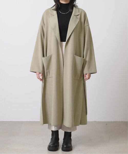 RAY CASSIN（レイカズン）の「Wフェイスフェイクウールベルト付テーラードコート（チェスターコート・レディース・ブラウン/グリーン/キナリ・FREE）」の6枚目の写真