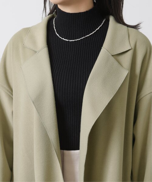 RAY CASSIN（レイカズン）の「Wフェイスフェイクウールベルト付テーラードコート（チェスターコート・レディース・ブラウン/グリーン/キナリ・FREE）」の10枚目の写真