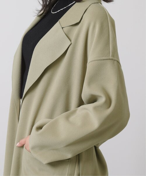 RAY CASSIN（レイカズン）の「Wフェイスフェイクウールベルト付テーラードコート（チェスターコート・レディース・ブラウン/グリーン/キナリ・FREE）」の11枚目の写真