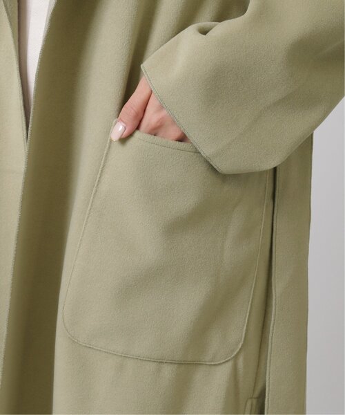 RAY CASSIN（レイカズン）の「Wフェイスフェイクウールベルト付テーラードコート（チェスターコート・レディース・ブラウン/グリーン/キナリ・FREE）」の12枚目の写真