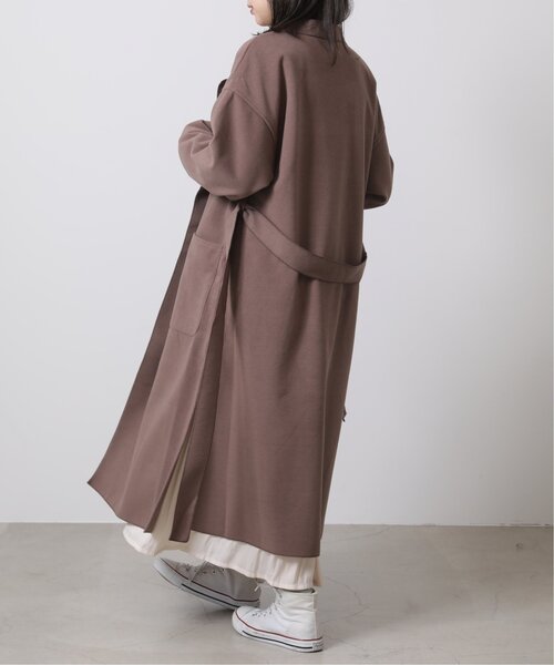 RAY CASSIN（レイカズン）の「Wフェイスフェイクウールベルト付テーラードコート（チェスターコート・レディース・ブラウン/グリーン/キナリ・FREE）」の17枚目の写真