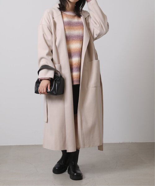 RAY CASSIN（レイカズン）の「Wフェイスフェイクウールベルト付テーラードコート（チェスターコート・レディース・ブラウン/グリーン/キナリ・FREE）」の20枚目の写真