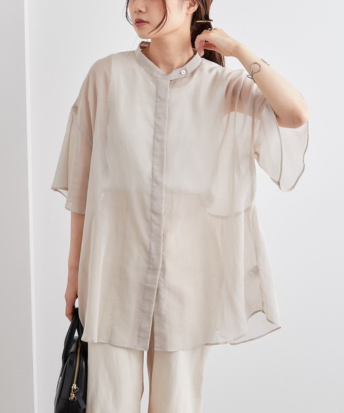 PUAL CE CIN（ピュアルセシン）の「【Du noir】JAPAN MADEシアーブラウス（シャツ/ブラウス・レディース・ブラック/ベージュ・FREE）」の2枚目の写真