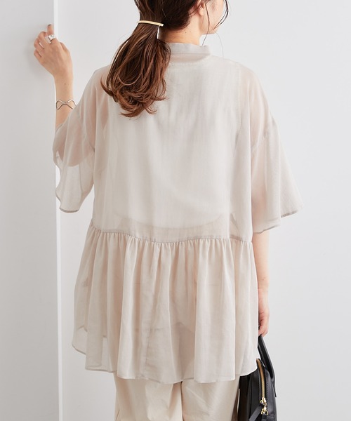 PUAL CE CIN（ピュアルセシン）の「【Du noir】JAPAN MADEシアーブラウス（シャツ/ブラウス・レディース・ブラック/ベージュ・FREE）」の9枚目の写真