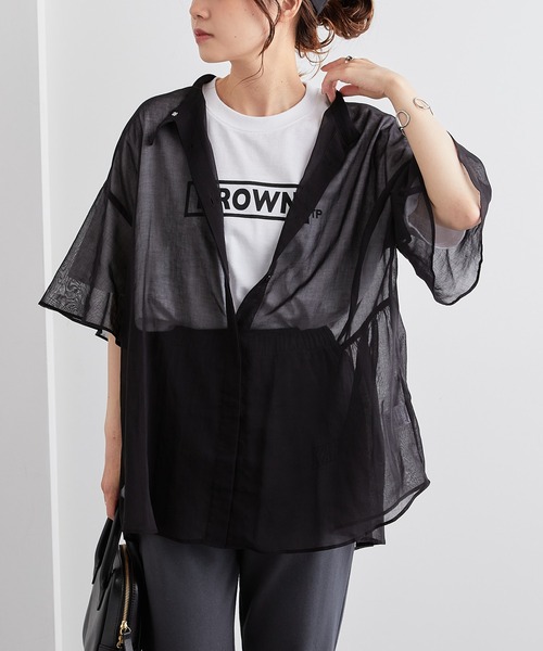 PUAL CE CIN（ピュアルセシン）の「【Du noir】JAPAN MADEシアーブラウス（シャツ/ブラウス・レディース・ブラック/ベージュ・FREE）」の7枚目の写真