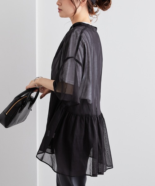 PUAL CE CIN（ピュアルセシン）の「【Du noir】JAPAN MADEシアーブラウス（シャツ/ブラウス・レディース・ブラック/ベージュ・FREE）」の3枚目の写真