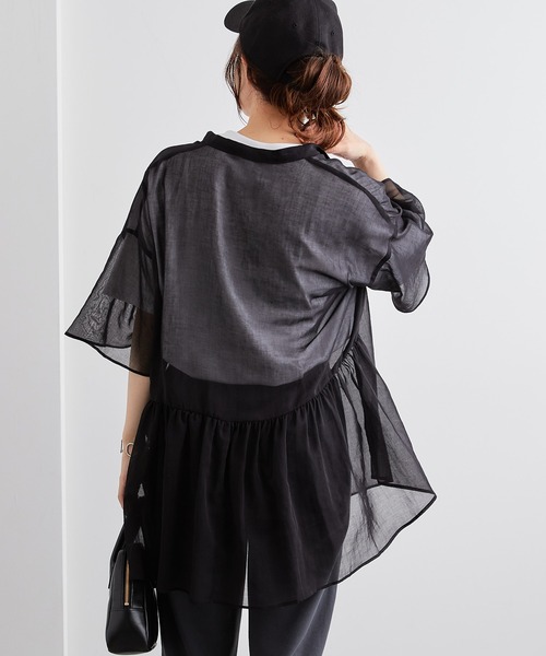 PUAL CE CIN（ピュアルセシン）の「【Du noir】JAPAN MADEシアーブラウス（シャツ/ブラウス・レディース・ブラック/ベージュ・FREE）」の4枚目の写真