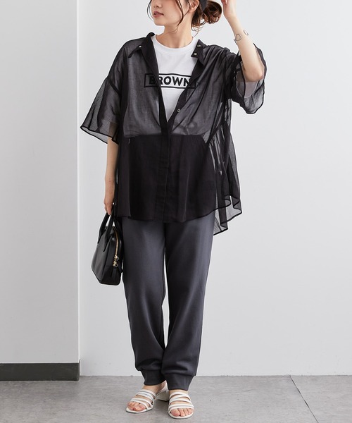 PUAL CE CIN（ピュアルセシン）の「【Du noir】JAPAN MADEシアーブラウス（シャツ/ブラウス・レディース・ブラック/ベージュ・FREE）」の6枚目の写真