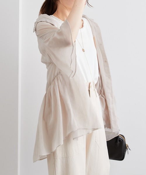 PUAL CE CIN（ピュアルセシン）の「【Du noir】JAPAN MADEシアーブラウス（シャツ/ブラウス・レディース・ブラック/ベージュ・FREE）」の10枚目の写真