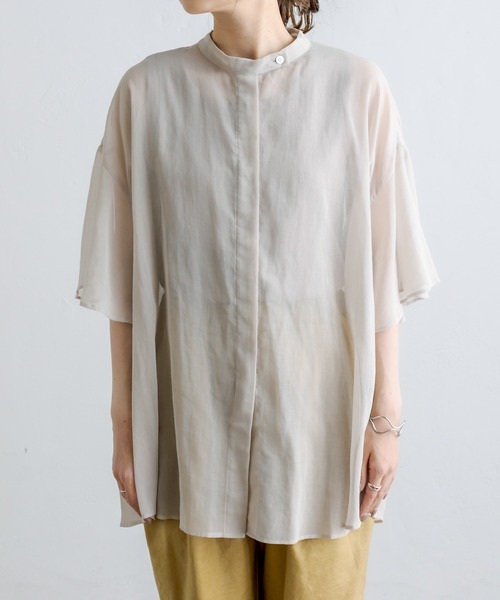 PUAL CE CIN（ピュアルセシン）の「【Du noir】JAPAN MADEシアーブラウス（シャツ/ブラウス・レディース・ブラック/ベージュ・FREE）」の14枚目の写真