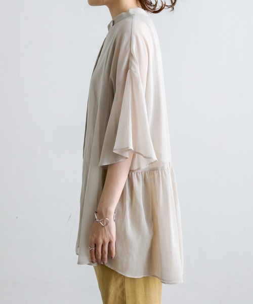 PUAL CE CIN（ピュアルセシン）の「【Du noir】JAPAN MADEシアーブラウス（シャツ/ブラウス・レディース・ブラック/ベージュ・FREE）」の15枚目の写真