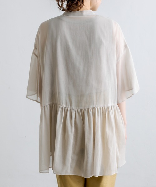 PUAL CE CIN（ピュアルセシン）の「【Du noir】JAPAN MADEシアーブラウス（シャツ/ブラウス・レディース・ブラック/ベージュ・FREE）」の16枚目の写真