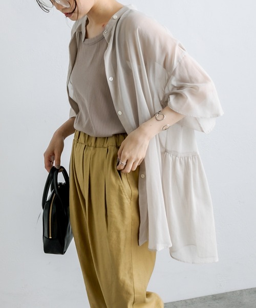 PUAL CE CIN（ピュアルセシン）の「【Du noir】JAPAN MADEシアーブラウス（シャツ/ブラウス・レディース・ブラック/ベージュ・FREE）」の11枚目の写真