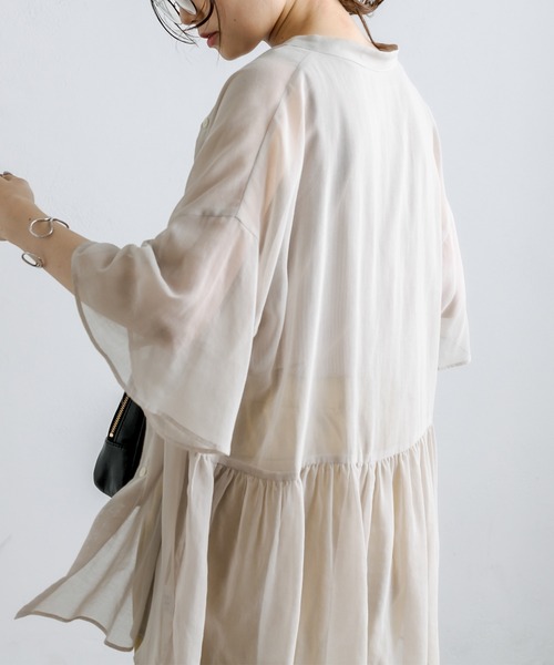 PUAL CE CIN（ピュアルセシン）の「【Du noir】JAPAN MADEシアーブラウス（シャツ/ブラウス・レディース・ブラック/ベージュ・FREE）」の13枚目の写真