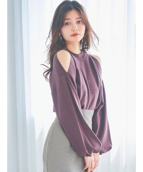 dazzlin（ダズリン）の「ショルダーオープンボリュームニットトップス（ニット/セーター・レディース・モカ/ブルー/オフホワイト/ブラウン/ブラック/ピンク・FREE）」の17枚目の写真