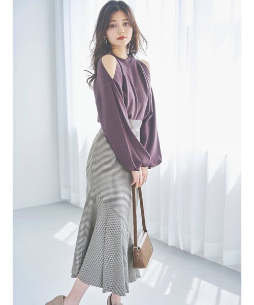 dazzlin（ダズリン）の「ショルダーオープンボリュームニットトップス（ニット/セーター・レディース・モカ/ブルー/オフホワイト/ブラウン/ブラック/ピンク・FREE）」の15枚目の写真