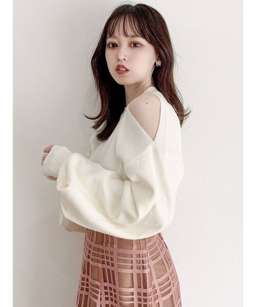 dazzlin（ダズリン）の「ショルダーオープンボリュームニットトップス（ニット/セーター・レディース・モカ/ブルー/オフホワイト/ブラウン/ブラック/ピンク・FREE）」の19枚目の写真