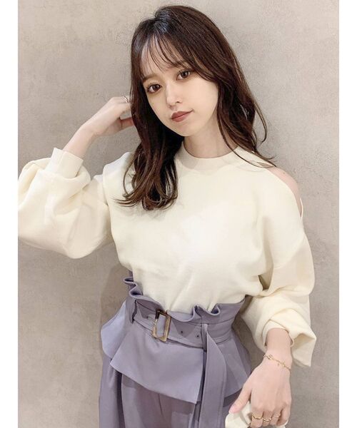 dazzlin（ダズリン）の「ショルダーオープンボリュームニットトップス（ニット/セーター・レディース・モカ/ブルー/オフホワイト/ブラウン/ブラック/ピンク・FREE）」の12枚目の写真