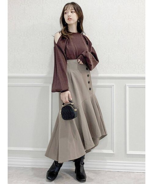 dazzlin（ダズリン）の「ショルダーオープンボリュームニットトップス（ニット/セーター・レディース・モカ/ブルー/オフホワイト/ブラウン/ブラック/ピンク・FREE）」の22枚目の写真