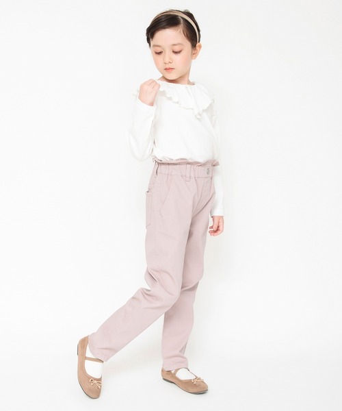 BRANSHES（ブランシェス）の「【綿100％ / 前後着れる2way】襟フリル長袖Tシャツ（Tシャツ/カットソー・キッズ・オフホワイト/ラベンダー/ブラック/ライトグリーン・110/130/160/100/150/90/120/140）」の14枚目の写真