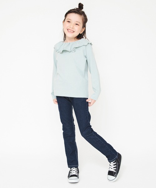 BRANSHES（ブランシェス）の「【綿100％ / 前後着れる2way】襟フリル長袖Tシャツ（Tシャツ/カットソー・キッズ・オフホワイト/ラベンダー/ブラック/ライトグリーン・110/130/160/100/150/90/120/140）」の12枚目の写真