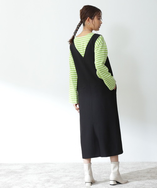 N.（N. Natural Beauty Basic）（エヌエヌナチュラルビューティーベーシック）の「◆Ｖカラージャンパースカート（ジャンパースカート・レディース・ナチュラル/ブラック/モカ・MEDIUM）」の12枚目の写真