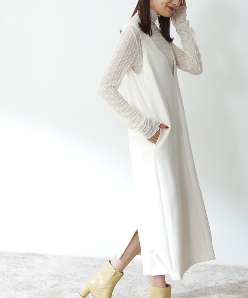 N.（N. Natural Beauty Basic）（エヌエヌナチュラルビューティーベーシック）の「◆Ｖカラージャンパースカート（ジャンパースカート・レディース・ナチュラル/ブラック/モカ・MEDIUM）」の8枚目の写真