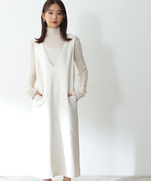 N.（N. Natural Beauty Basic）（エヌエヌナチュラルビューティーベーシック）の「◆Ｖカラージャンパースカート（ジャンパースカート・レディース・ナチュラル/ブラック/モカ・MEDIUM）」の16枚目の写真