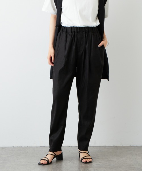 PUAL CE CIN（ピュアルセシン）の「麻テンセルストレッチパンツ（その他パンツ・レディース・ブラック/マスタード/ナチュラル・FREE）」の2枚目の写真