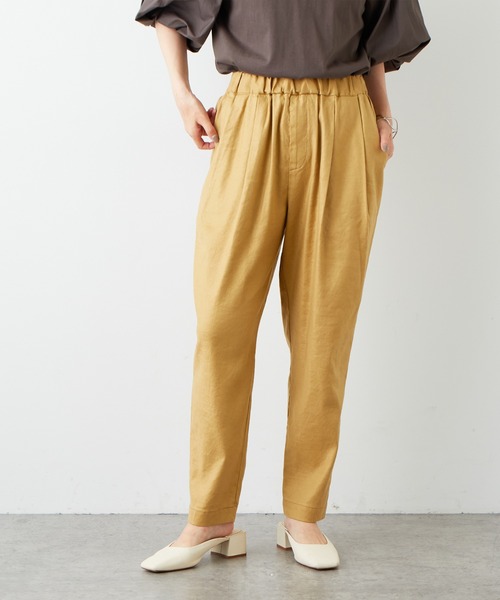 PUAL CE CIN（ピュアルセシン）の「麻テンセルストレッチパンツ（その他パンツ・レディース・ブラック/マスタード/ナチュラル・FREE）」の7枚目の写真