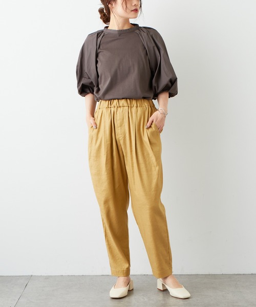 PUAL CE CIN（ピュアルセシン）の「麻テンセルストレッチパンツ（その他パンツ・レディース・ブラック/マスタード/ナチュラル・FREE）」の8枚目の写真