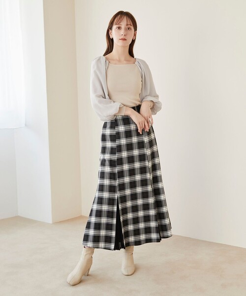 Feroux（フェルゥ）の「【洗える】シフォンスリーブドッキング ニット（ニット/セーター・レディース・ブラック系/ダークブラウン系/ベージュ系/ブルー系・F）」の8枚目の写真