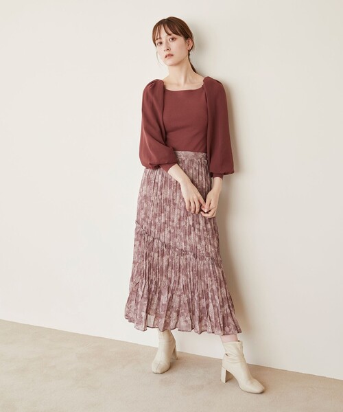 Feroux（フェルゥ）の「【洗える】シフォンスリーブドッキング ニット（ニット/セーター・レディース・ブラック系/ダークブラウン系/ベージュ系/ブルー系・F）」の11枚目の写真