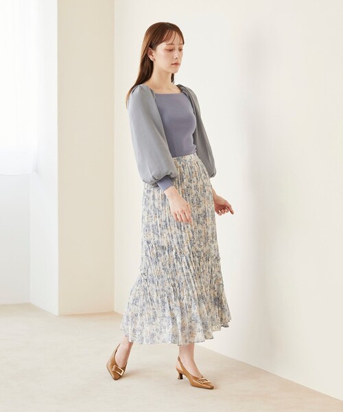 Feroux（フェルゥ）の「【洗える】シフォンスリーブドッキング ニット（ニット/セーター・レディース・ブラック系/ダークブラウン系/ベージュ系/ブルー系・F）」の15枚目の写真