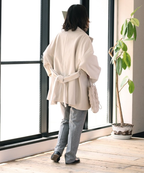 Casa♡Bonita☆コート、ハーフパンツ以外 cepo（セポ）の「カットメルトン ハイネックハーフコート（ステン