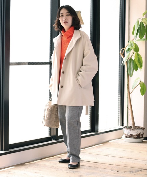 cepo（セポ）の「カットメルトン ハイネックハーフコート（ステン