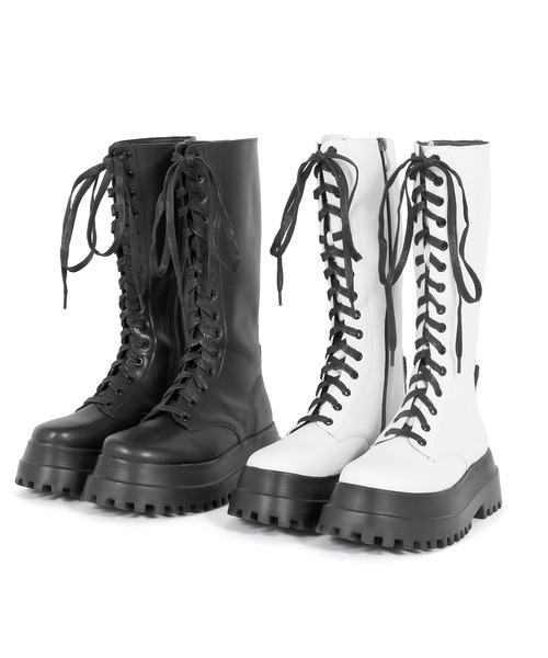 Figments（フィグメンツ）の「コンバットロングブーツ（ブーツ・レディース・オフホワイト/ブラック・MEDIUM/SMALL）」の12枚目の写真