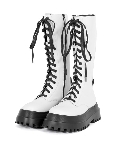 Figments（フィグメンツ）の「コンバットロングブーツ（ブーツ・レディース・オフホワイト/ブラック・MEDIUM/SMALL）」の18枚目の写真