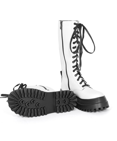 Figments（フィグメンツ）の「コンバットロングブーツ（ブーツ・レディース・オフホワイト/ブラック・MEDIUM/SMALL）」の16枚目の写真