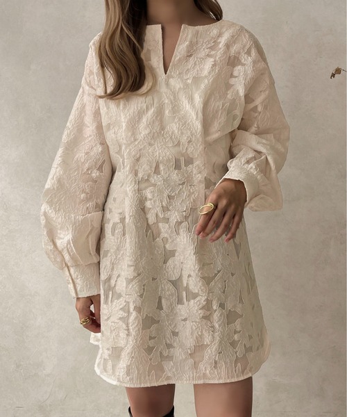 apres jour clair（アプレジュールクレア）の「【apres jour clair】ジャガードチュニックワンピース【ZOZOTOWN限定アイテム】（ワンピース・レディース・ブラック/アイボリー・X-LARGE/フリー）」の8枚目の写真