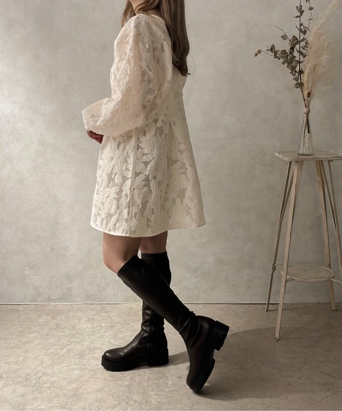 apres jour clair（アプレジュールクレア）の「【apres jour clair】ジャガードチュニックワンピース【ZOZOTOWN限定アイテム】（ワンピース・レディース・ブラック/アイボリー・X-LARGE/フリー）」の14枚目の写真