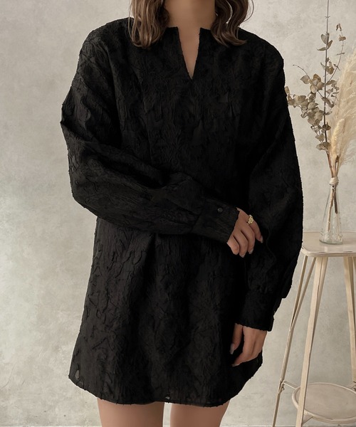 apres jour clair（アプレジュールクレア）の「【apres jour clair】ジャガードチュニックワンピース【ZOZOTOWN限定アイテム】（ワンピース・レディース・ブラック/アイボリー・X-LARGE/フリー）」の17枚目の写真