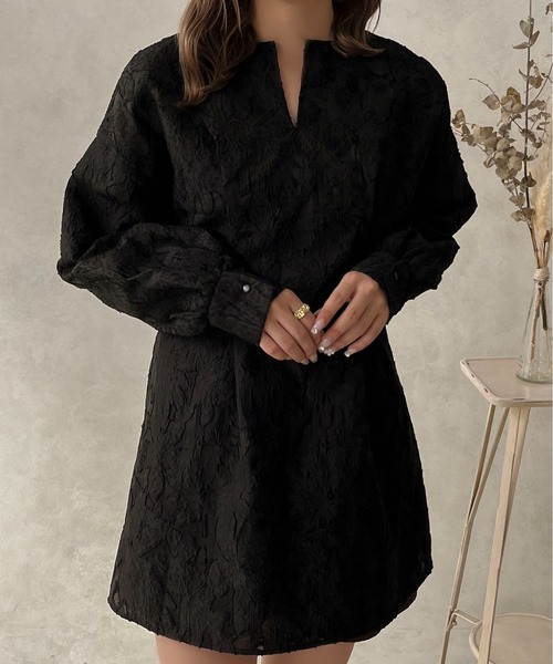 apres jour clair（アプレジュールクレア）の「【apres jour clair】ジャガードチュニックワンピース【ZOZOTOWN限定アイテム】（ワンピース・レディース・ブラック/アイボリー・X-LARGE/フリー）」の19枚目の写真