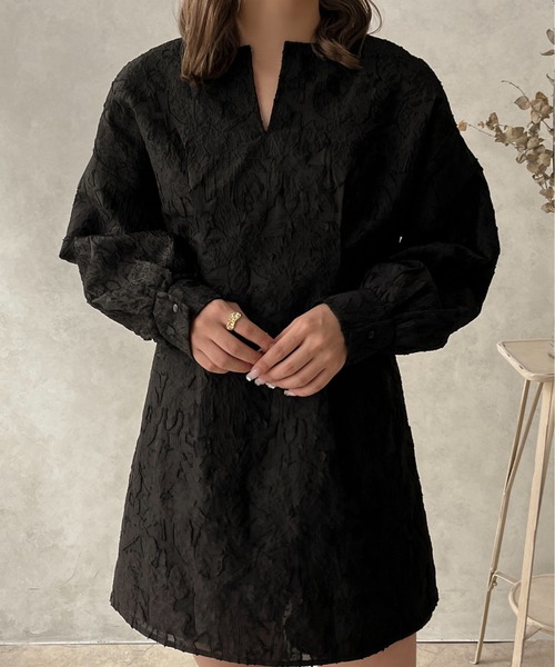 apres jour clair（アプレジュールクレア）の「【apres jour clair】ジャガードチュニックワンピース【ZOZOTOWN限定アイテム】（ワンピース・レディース・ブラック/アイボリー・X-LARGE/フリー）」の20枚目の写真